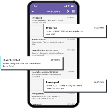 Notification screen displaying important updates for the user.